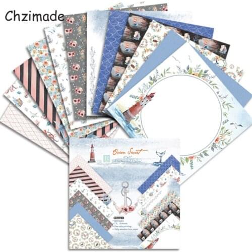 Chzimade 12Sheets Ocean Secret Scrapbooking Paper Packs Art Background Paper For Card Making Diy Scrapbook Paper Crafts