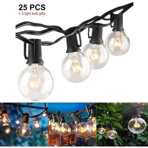 25LED Globe Clear Bulbs G40 Lights Outdoor Garden Patio Wedding Garland Holiday String Lights Led Lights Decoration EU plug