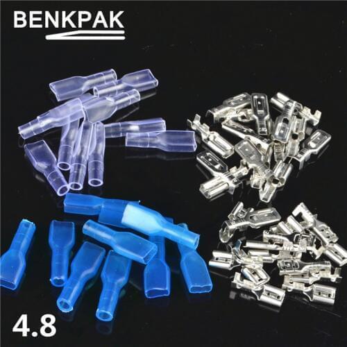 50set 4.8mm Crimp Terminal Female Spade Connector with Case