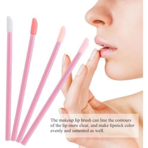 50Pcs/Set Disposable Lip Brushes Make Up Brush Lipstick Lip Gloss Wands Applicator Tool Makeup Beauty Tool Kits Pink