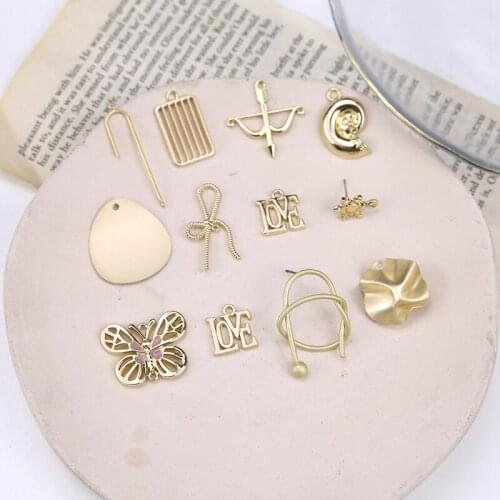 6pcs 2020 Wholesale Alloy Butterfly Love Letters Bow and Arrow Irregular pendant Statement Earrings Diy Jewelry Accessories