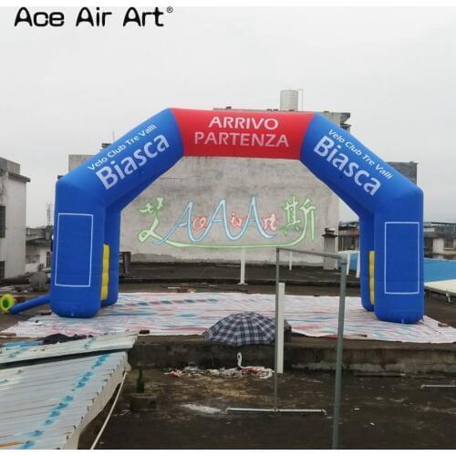 6m W x 3.8m H sticker angle arch balloon,inflatable start finish line arches with banners for Switzerland