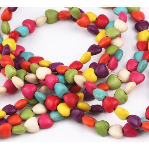 7*8mm Mix Color Loose Stone Jewelry Heart Shape Beads for DIY Bracelet Necklace Jewelry Findings FL06