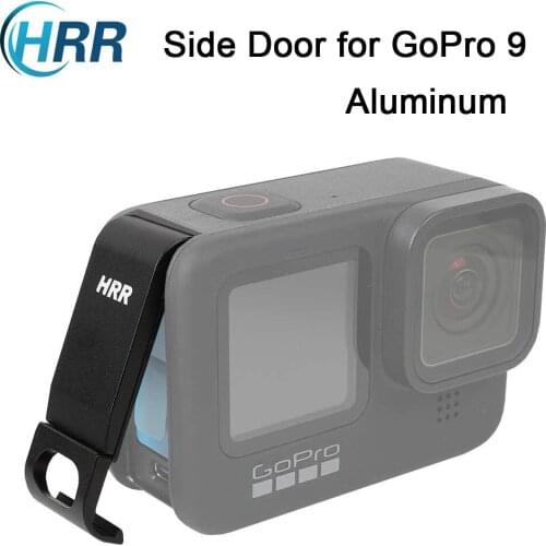 Aluminum Alloy Side Door Compatible with GoPro Hero 9 Blcak,Battery Side Cover Lid Removable Type-C Cable Charging Port