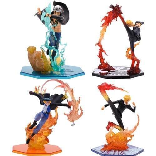 Anime One Piece Sanji Sabo Trafalgar Law PVC Action Model Battle Version Demon Wind Feet Gift Home Decor Doll Toys 16-18CM