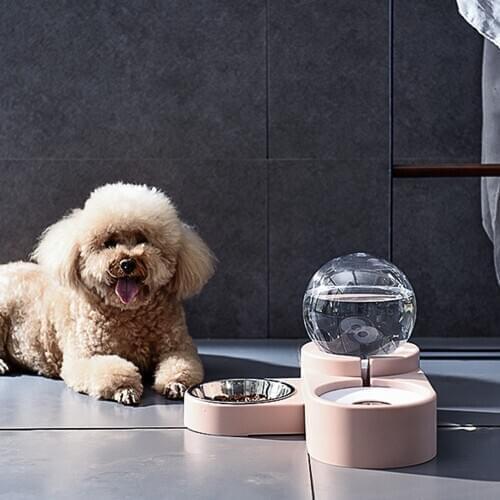 1.8L Pet Automatic Water Dispenser Cat Dog Food Feeder with Stainless Steel Bowl Set Small Dog Pet Drinking Water Artifact