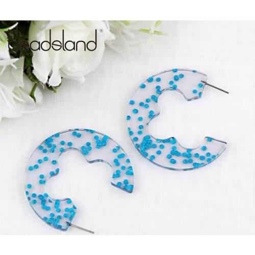 Beadsland Acetic Acrylic Hoop Earrings Round Containing Sequins Design Fashion Punk For Women Girls Dancing Party Gift 40025