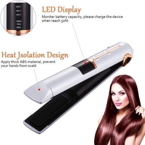Wireless Mini Hair Straightener USB Charging Portable Hot Comb Ceramic Hair Straightener Brush Hair Curler Flat Iron with teeth