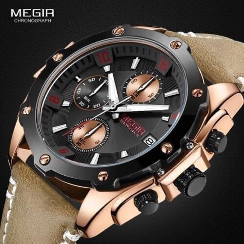MEGIR Original Watch Men Top Brand Luxury Men Watch Leather Clock Men Watches Relogio Masculino Horloges Mannen Erkek Saat