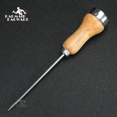Ice Pick Crusher Crushed With Wooden Handle Cocktail Ice Crusher Metal Pick Bar Chisel Household Kitchen Bar Tool