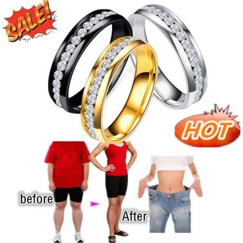 Weight Loss Ring Stimulating Slimming Ring Rhinestone Fat Burning Acupoints Gallstone Ring Fitness Jewelry Fashion Ring