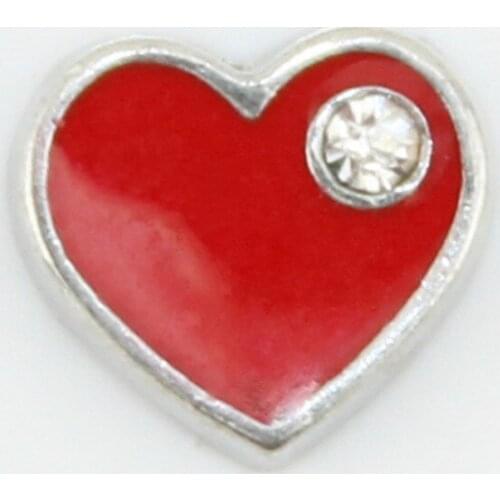 Hot selling red heart floating charms living glass floating memory locket charms 10pcs/lot