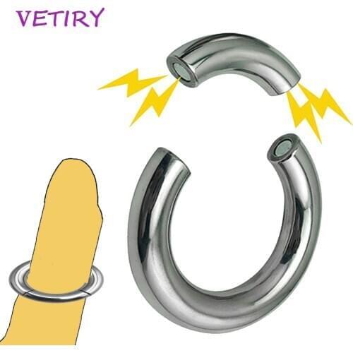 VETIRY Magnet Cock Ring Heavy Metal Penis Ring For Male Extender Penis Enlargement Sex Toys for Men Scrotum Stretcher 5 Size