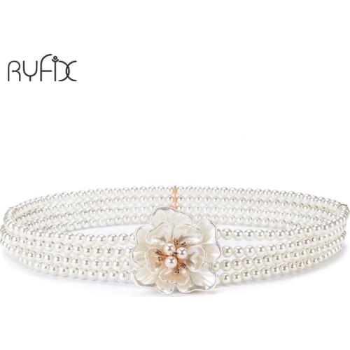 New Fashion The Korean version of lady is Imitating pearl flower waist belt skirt women waist dress belt BL1832