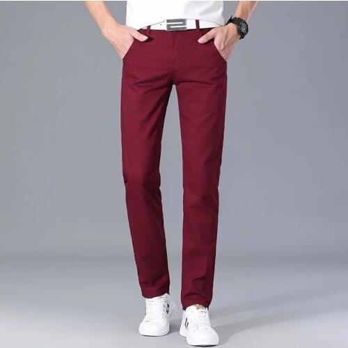 2019 Spring autumn New Casual Pants Men Cotton Slim Fit Chinos Fashion Trousers Male Brand Clothing 9 colors Plus Size 28-38