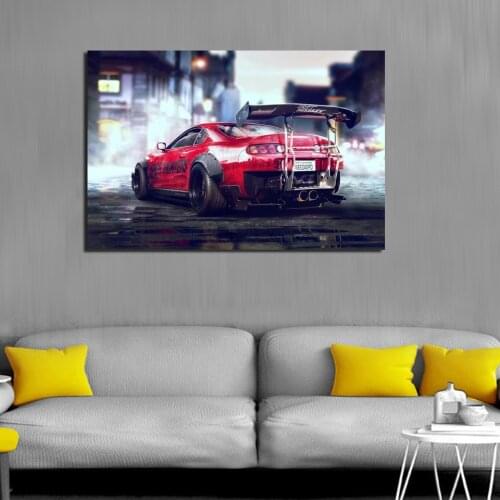 Poster Modern HD Printing Fine Racing Art Works Toyota Supra Sports Car Mural Living Room Decoration Painting (Unframed)