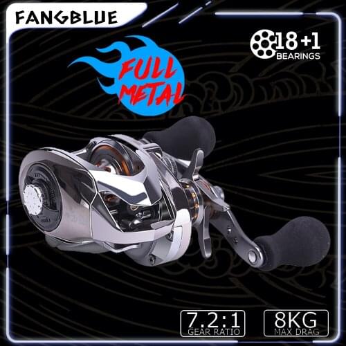 All Metal Baitcasting Reel 7.2:1 Gear Ratio 18+1BBs Freshwater Saltwater Magnetic Brake System Ultralight Fishing Wheel