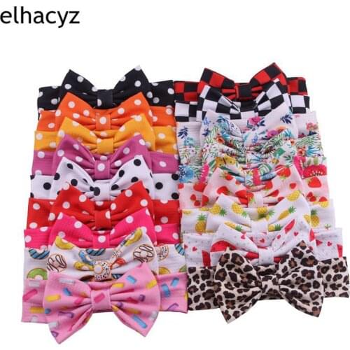 10pcs/lot New Girls Printed 5.5'' Hair Bow Trendy Infantile Headband Hot-sale Elastic Kids Girls Hairband DIY Hair Accessories