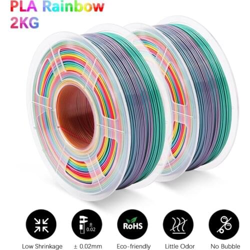 GOHIGH PLA Rainbow Filament 2 Rolls 3D Printing For 3D Pinter Creative Printing Refills Materials