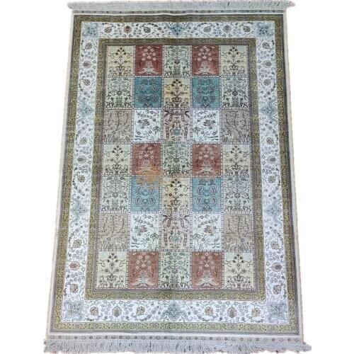 Seeykeep™ 4x6ft Decorative Compartment Design Renowned As Paradise Garden Pure Silk Handknotted Rug-SK3036177