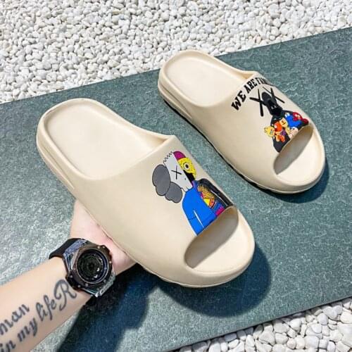 2021 ROBOT Inspired Mens YZY Slides Breathable Cool Flip Flops Lightweight Fish Mouth Summer Slippers Men Women Plus Size 34-46