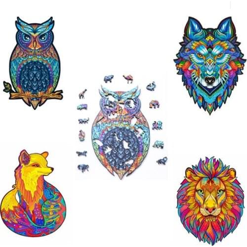 Owl Unique 3D Wooden Animal Jigsaw Puzzles Mysterious Wooden Animal Jigsaw For Adults Kids Educational Gift