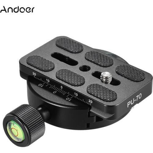 Andoer KZ-40 Universal Aluminum Alloy Tripod Head Disc Clamp Adapter w/ PU-70 Quick Release Plate Compatible for Arca Swiss