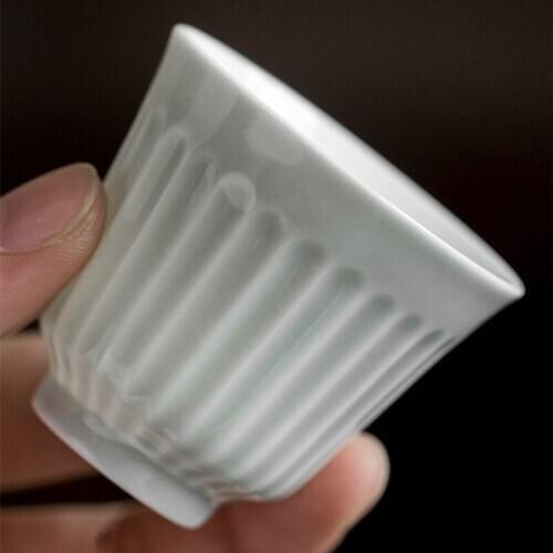 Vintage vertical pattern tea cup Japanese style ceramic home owners cup single individual teacup