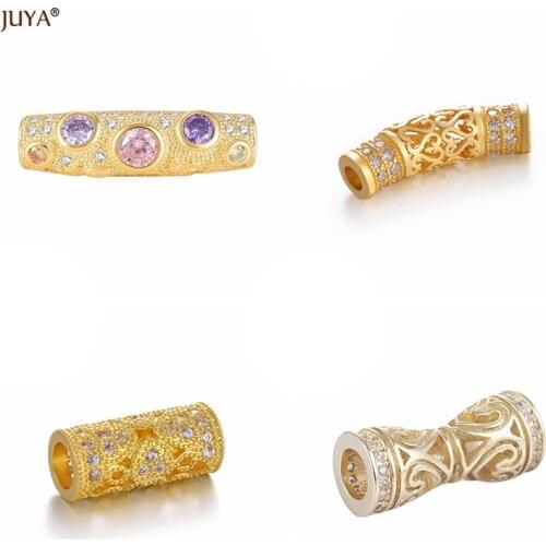Supplies For Jewelry Wholesale 8 style copper zirconia Spacer curved tube beads for hand made DIY jewelry Decorative accessories