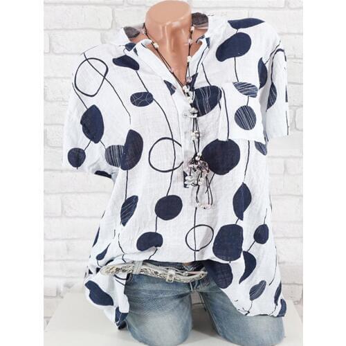 Women blouses large size shirt ladies shirt fashion shirt casual wave point short-sleeved shirt women