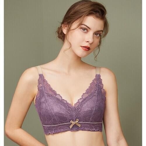 Womens Wire Free Flower Lace Bra 34 36 38 40 42 B C D E F