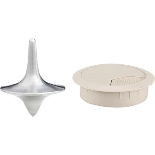 1X Inception Zinc Alloy Silver Totem Accurate Top Gyro Key Ring & 5X Plastic Cable Gland For Computer Table, Cover