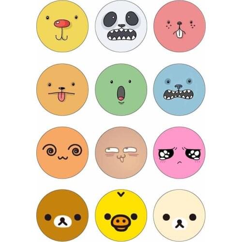 10mm 14mm 16mm 12mm 20mm 25mm 383 12pcs/lot Face Mix Round Glass Cabochons Jewelry Findings 18mm Snap Button Charm Bracelet