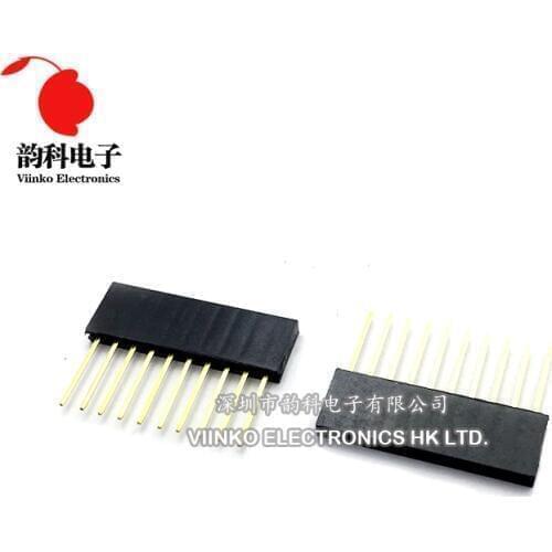 100PCS 2.54MM 10Pin 11MM Long Needle Female Pin Header Strip Stackable Header