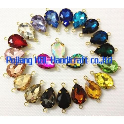 18x25mm 30pcs Crystal Glass Waterdrop Sew On Two Claw Rhinestones wedding crystal rhinestone Dress Glitter