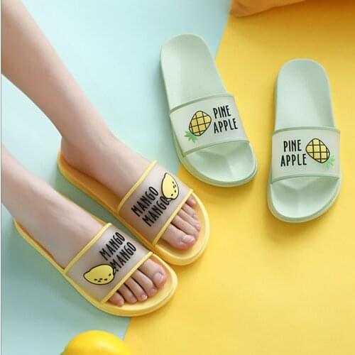 2021 Indoor Women Jelly Slippers Cartoon Fruits Strawberry Mango Ladies Home Bath Slides Non Slip Lightweight Women Casual Shoes