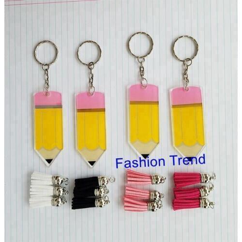 30pcs/lot monogram new arrival acrylic Teachers' Day gift Pencil Keychains personalize cute student gift keychains