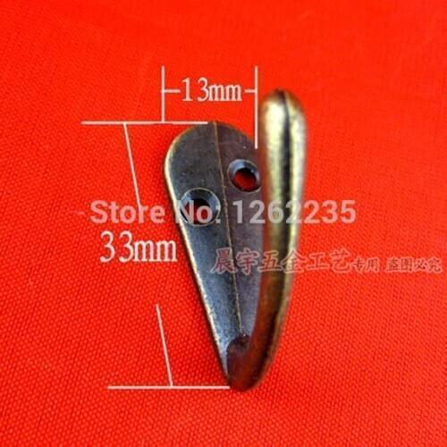 33*13mm Zinc Alloy Decorative Wall Hooks Mounted coat Hanger Towel Rack Retro Bronze Single clothes Hook vintage