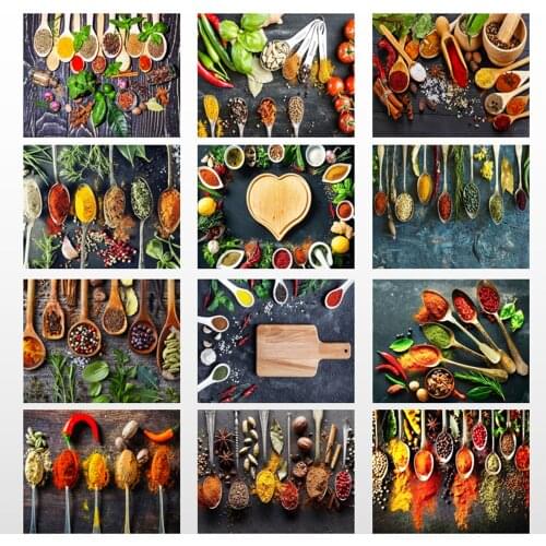 5D Diamond Painting Kitchen Cross Stitch Beads Embroidery Seasoning Mosaic Picture Of Rhinestones Wall Art Home Decoration