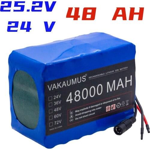 6S6P 24V 48AH 18650 Lithium-Ion Battery Pack 25.2V 48000MAH Bicycle Moped Battery Pack With BMS Large Capacity Battery Pack