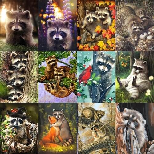 DIY Diamond Painting Raccoon Cross Stitch Full Square/round Drill Diamond Embroidery 5D Animals Mosaic Crafts Home Decor