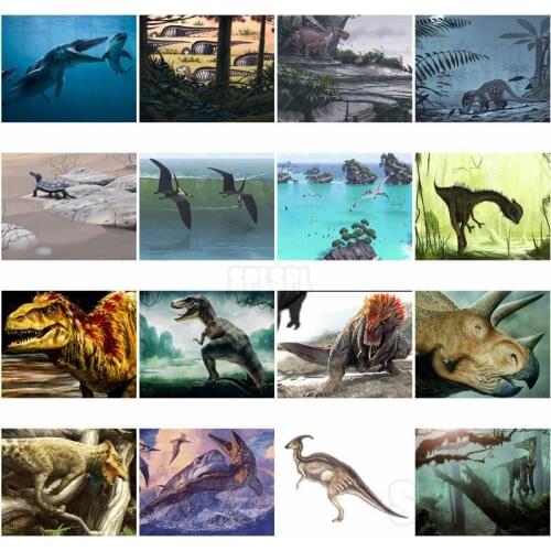 Diamond Painting Animals The Giant Reptile of Ancient Times Tyrannosaurus Rex Plesiosaurus Dinosaur with Wing Home Decor Picture