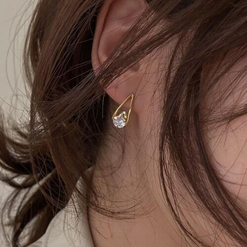 Big Zircon Stud Earrings For Women High Quality Luxury Design Gold Earring Ladies Elegant Charms Ear Jewelries