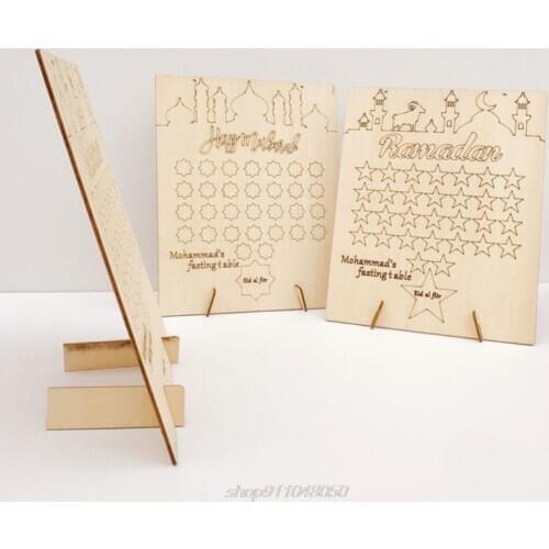 Wooden Ramadan Countdown Calendar DIY Graffiti EID Mubarak Decoration with Pens Muslim Party Supply D25 20 Dropshipping