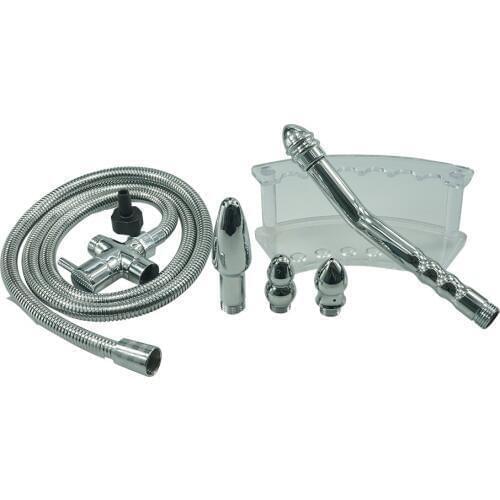 Douche DIY multi function Enema kit Anus Vagina anal Cleaning 4pcs shower head hose nozzle tip knob syringe butt plug sex toys