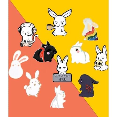 Chen Qingling White Rabbit series enamel pins Lapel accessories pin badge TV Cartoon Animal fun rabbit jewelry gift for children