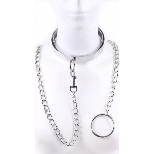 Erotic Sex toys Bondage Collar with Chain Metal Fetish Necklace For Women Men Sex Necklace Adult Games For Couples