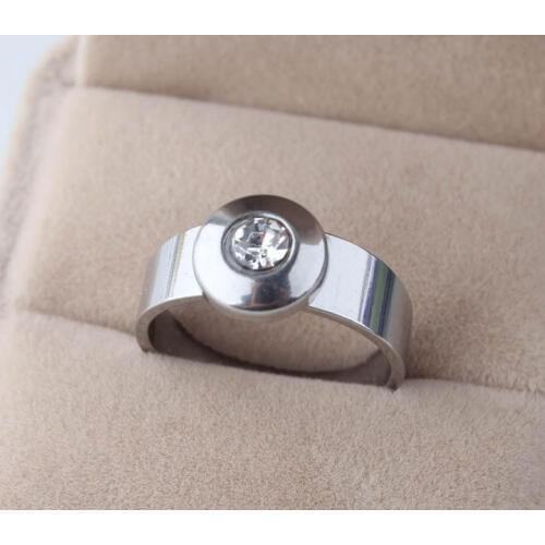 Gothic Women Crystal Zircon Sliver Ring 316L Stainless Steel Ring Jewelry