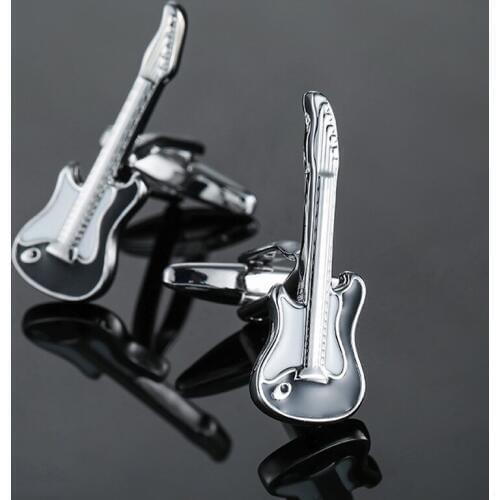 KC-024 Creative music instruments cufflinks buttons gifts Trendy guitar bass punk hip hop cufflinks for mens shirt jewelry