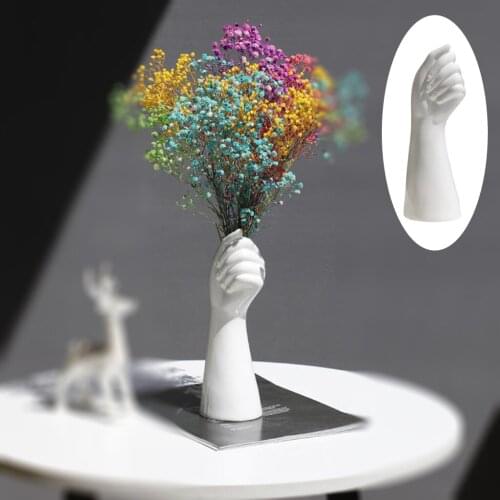 Hand Shape Ceramic Dry Vase Artificial Flowers Pot 23.5cm Home Decor Hand Figurines Ceramic Flowerpot Vase Table